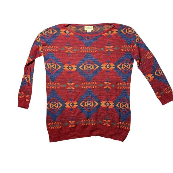 Denim & Supply Ralph Lauren Womens Medium Aztec Lightweight Sweater Southwestern - Picture 1 of 5
